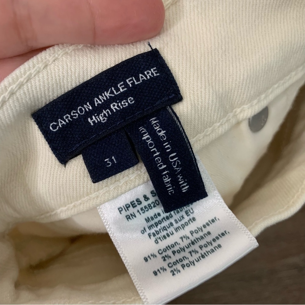 Veronica Beard Carson High Rise Ankle Flare Jeans in Ecru 31 - Picture 8 of 9
